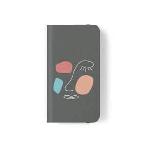 Abstract Face Art Flip Cases - Faux Leather Samsung Galaxy - Dipaliz - Mobile Phone