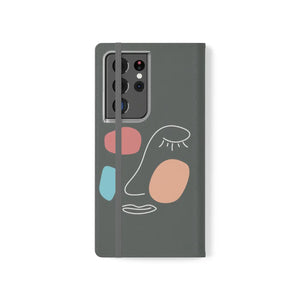 Abstract Face Art Flip Cases - Faux Leather Samsung Galaxy - Dipaliz - Mobile Phone