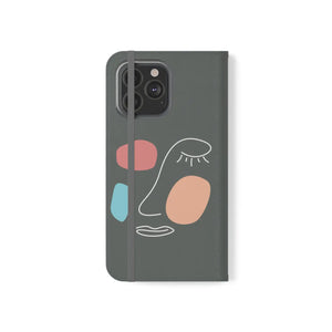 Abstract Face Art Flip Cases - Faux Leather Samsung Galaxy - Dipaliz - Mobile Phone