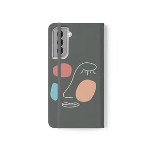 Abstract Face Art Flip Cases - Faux Leather Samsung Galaxy - Dipaliz - Mobile Phone