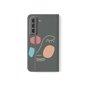 Abstract Face Art Flip Cases - Faux Leather Samsung Galaxy - Dipaliz - Mobile Phone