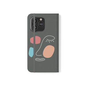 Abstract Face Art Flip Cases - Faux Leather Samsung Galaxy - Dipaliz - Mobile Phone