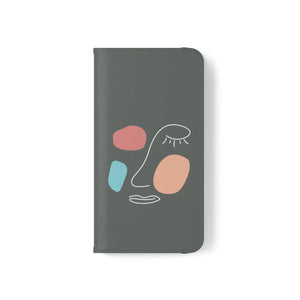 Abstract Face Art Flip Cases - Faux Leather Samsung Galaxy - Dipaliz - Mobile Phone