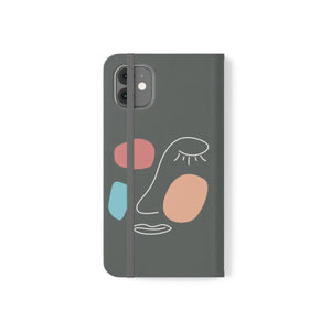 Abstract Face Art Flip Cases - Faux Leather Samsung Galaxy - Dipaliz - Mobile Phone