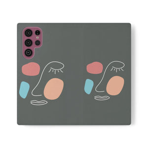 Abstract Face Art Flip Cases - Faux Leather Samsung Galaxy - Dipaliz - Mobile Phone
