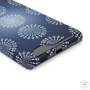 Slim Abstract Gold Phone Case - Navy Blue Card Holder - Dipaliz - Mobile Cases