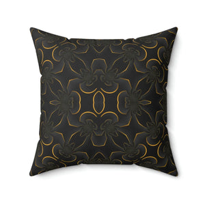 DipaliZ abstract gold pattern throw pillow on spun polyester