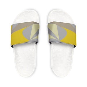 Bold Slide Sandals - Yellow and Grey Abstract - Dipaliz