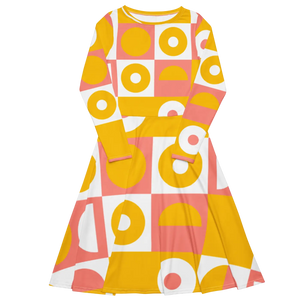 Abstract Orange Midi Dress – Eco-friendly Knit - Dipaliz - Dresses - Xs