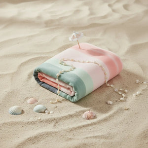 Abstract Pink Beach Towel – Green 30x60 Size - Dipaliz - Towels