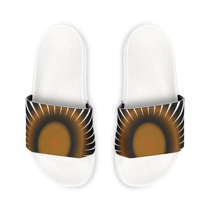 Ergonomic Men’s Slide Sandals - Abstract Radial Pattern - Dipaliz