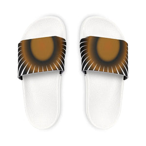 Ergonomic Men’s Slide Sandals - Abstract Radial Pattern - Dipaliz