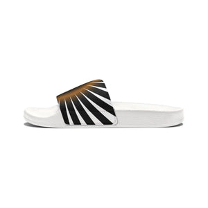 Ergonomic Men’s Slide Sandals - Abstract Radial Pattern - Dipaliz