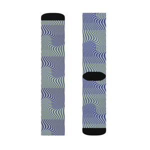 Wavy Blue Sublimation Socks - Cushioned Comfort - Dipaliz