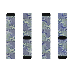 Wavy Blue Sublimation Socks - Cushioned Comfort - Dipaliz