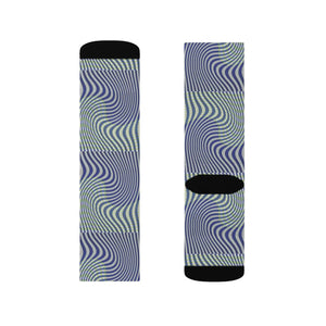 Wavy Blue Sublimation Socks - Cushioned Comfort - Dipaliz