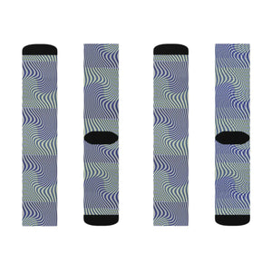 Wavy Blue Sublimation Socks - Cushioned Comfort - Dipaliz