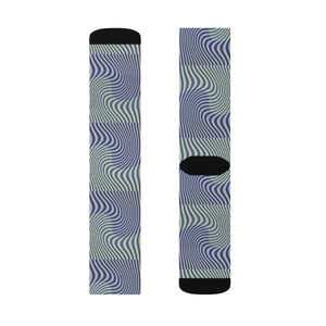 Wavy Blue Sublimation Socks - Cushioned Comfort - Dipaliz