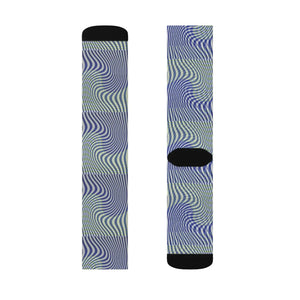 Wavy Blue Sublimation Socks - Cushioned Comfort - Dipaliz
