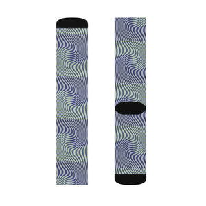Wavy Blue Sublimation Socks - Cushioned Comfort - Dipaliz