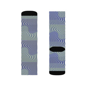 Wavy Blue Sublimation Socks - Cushioned Comfort - Dipaliz