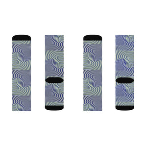 Wavy Blue Sublimation Socks - Cushioned Comfort - Dipaliz