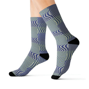 Wavy Blue Sublimation Socks - Cushioned Comfort - Dipaliz