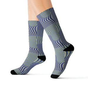 Wavy Blue Sublimation Socks - Cushioned Comfort - Dipaliz