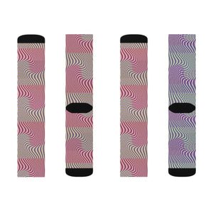 Abstract Wavy Red Socks - Stripes - Dipaliz
