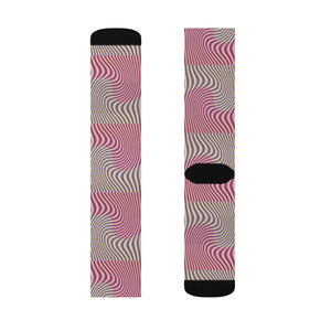 Abstract Wavy Red Socks - Stripes - Dipaliz