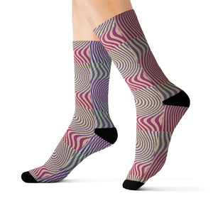 Abstract Wavy Red Socks - Stripes - Dipaliz