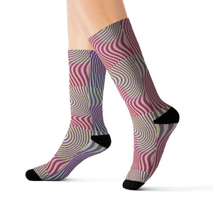 Abstract Wavy Red Socks - Stripes - Dipaliz