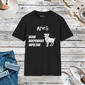 Bold Aries Zodiac Sign Tee - Soft Cotton Trailblazer - Dipaliz - T-shirts - s