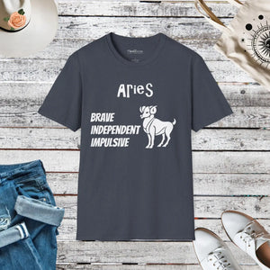 Bold Aries Zodiac Sign Tee - Soft Cotton Trailblazer - Dipaliz - T-shirts - s