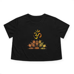 Flowy Cropped Tee - Aum Cotton Comfort Style - Dipaliz - Black / s - T-shirts