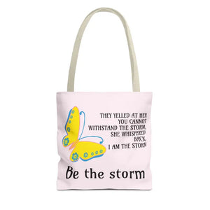 Print Tote Bag - be the Storm All Over Design - Dipaliz - 13’’ × / Beige - Bags