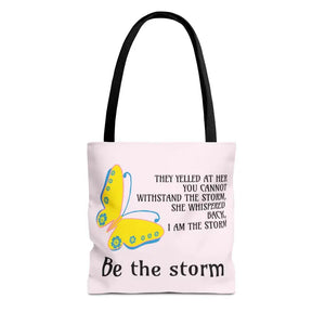 Print Tote Bag - be the Storm All Over Design - Dipaliz - 13’’ × / Black - Bags