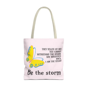 Print Tote Bag - be the Storm All Over Design - Dipaliz - 18’’ × / Beige - Bags