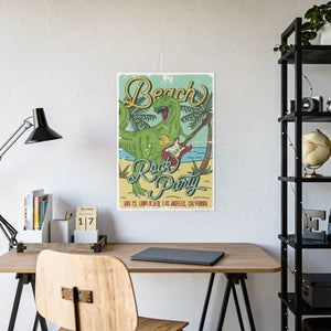 Bold T-rex Poster - Beach Rock Party Wall Art - Dipaliz - Posters Prints & Visual Artwork