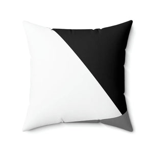 DipaliZ White Abstract throw pillow, monochrome shapes on spun polyester