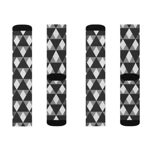 Grey Check Pattern Socks - Black White Style - Dipaliz