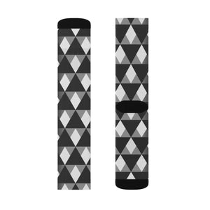 Grey Check Pattern Socks - Black White Style - Dipaliz