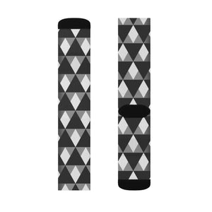 Grey Check Pattern Socks - Black White Style - Dipaliz