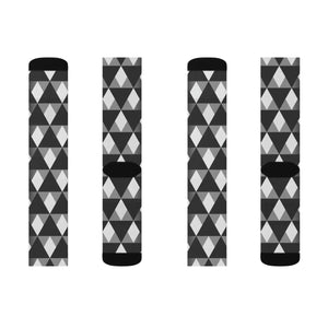 Grey Check Pattern Socks - Black White Style - Dipaliz