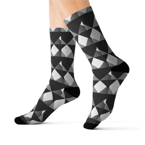 Grey Check Pattern Socks - Black White Style - Dipaliz
