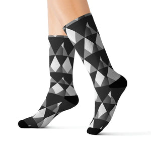 Grey Check Pattern Socks - Black White Style - Dipaliz