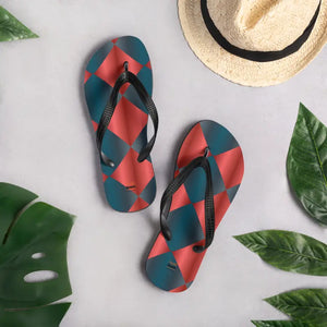 Blue and Red Flip Flops Geometric Triangle Pattern - Dipaliz - Slippers