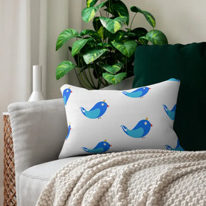 Blue Birds Spun Polyester Lumbar Pillow with Stuffing - Dipaliz - 20’’ × 14’’ - Pillows