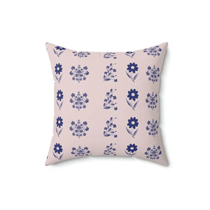 Blue Flowers Throw Pillow – Polyester Square - Dipaliz - Pillows