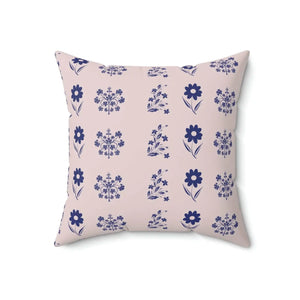 Blue Flowers Throw Pillow – Polyester Square - Dipaliz - Pillows